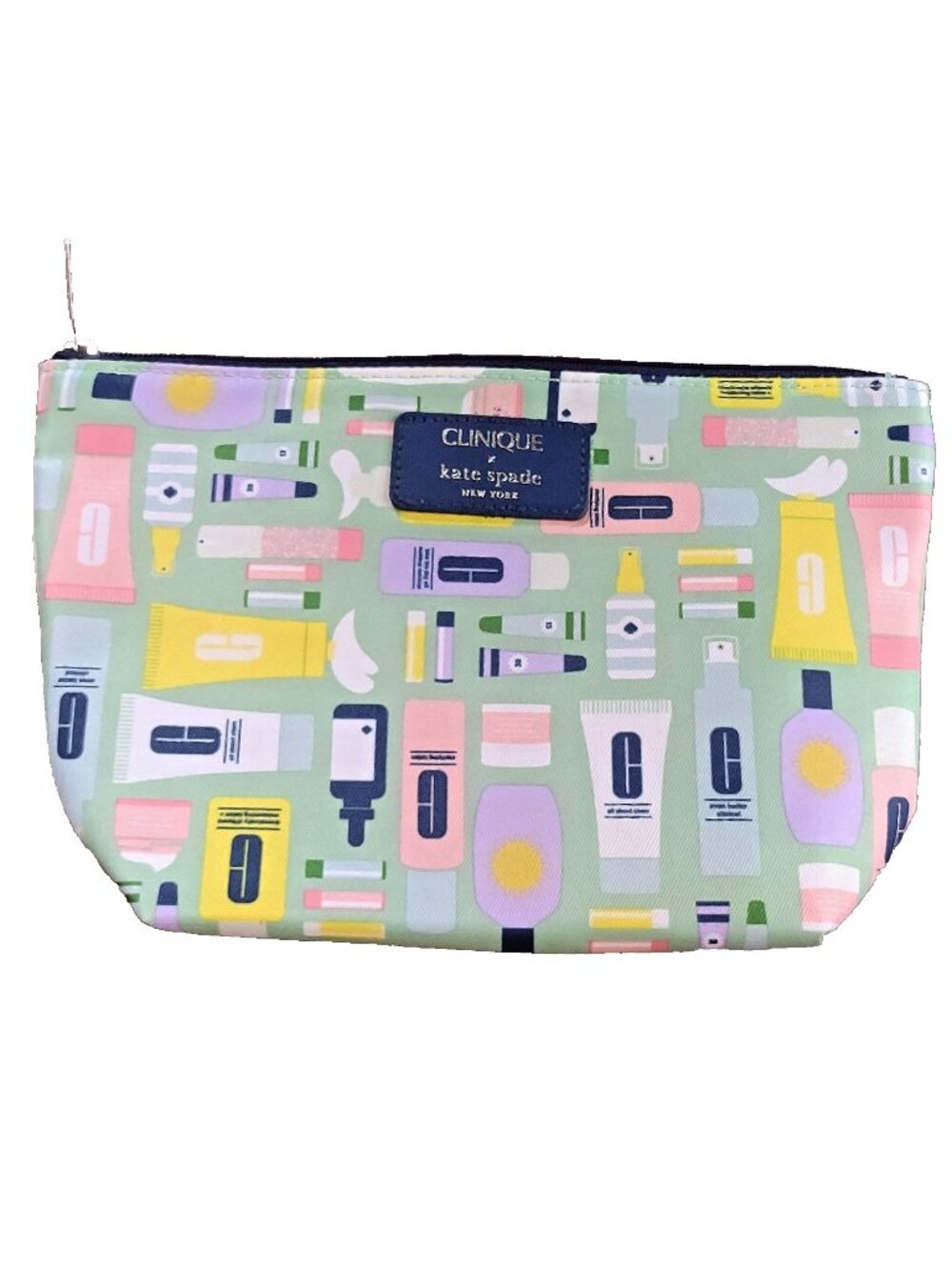 Clinique x Kate Spade Makeup Bag Multicolor Cosmetic Pouch Zipper Travel